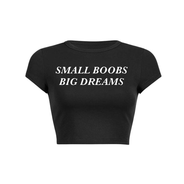 Small But Big Dreams Y2K Baby Tee Crop Top