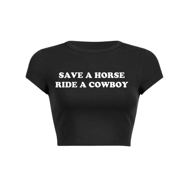 Top corto con camiseta para bebé Save A Horse Y2K