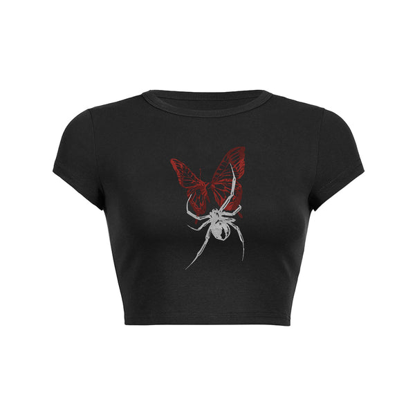 Camiseta para bebé con estampado de letras de araña inclinadas