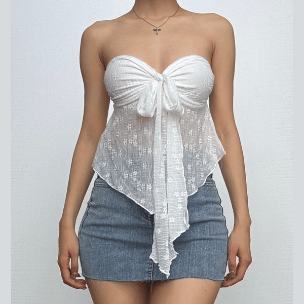 Sweetheart neck ruched ruffle tube top