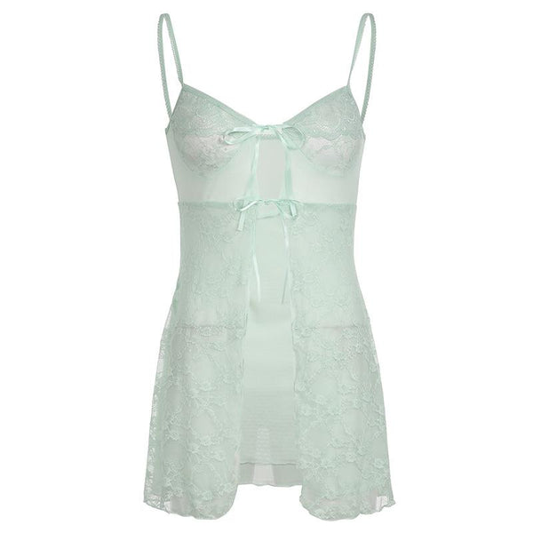 Lace mesh patchwork knotted solid cami top