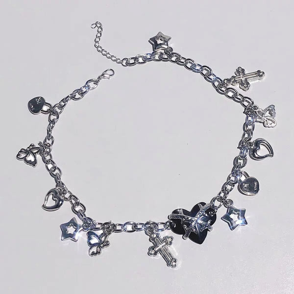 Metal chain pendant adjustable choker necklace
