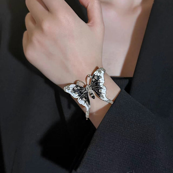 Butterfly applique rhinestone bracelet