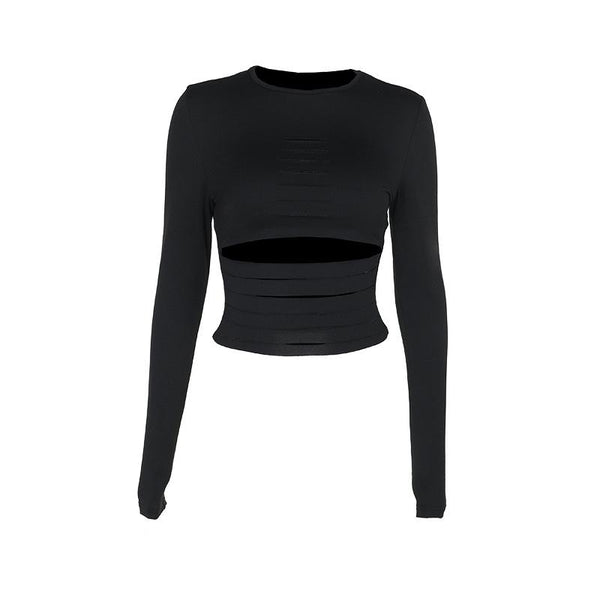 Long sleeve hollow out crop top