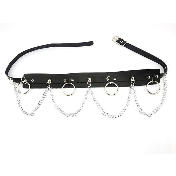 PU leather o ring metal chain belt
