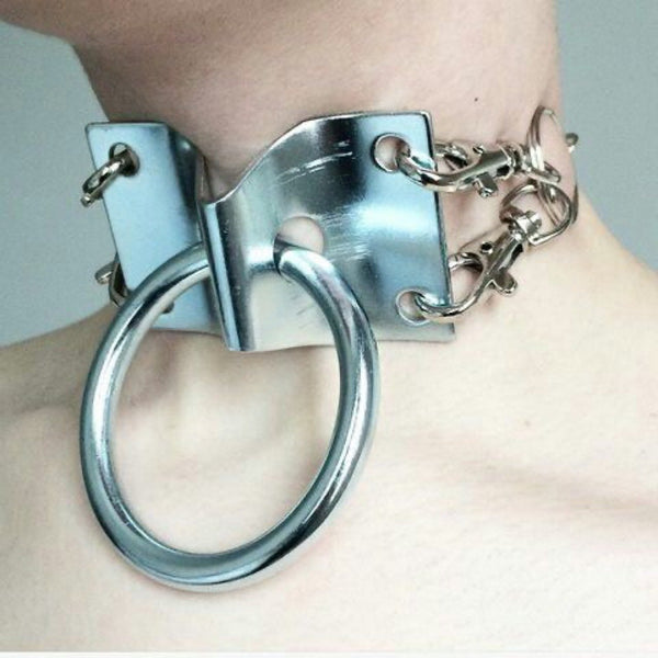 O ring metal chain choker necklace