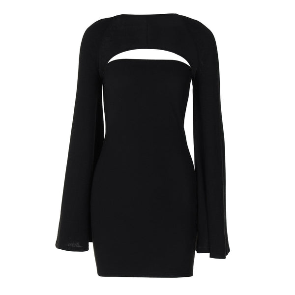 Long sleeve solid shrug tube 2 piece mini dress