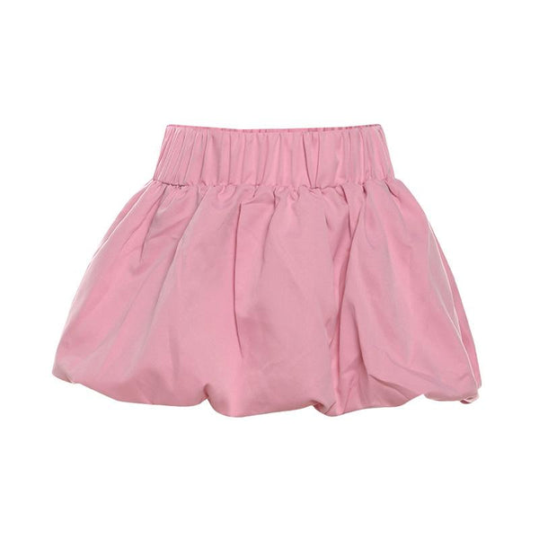 Ruched high rise solid bubble mini skirt