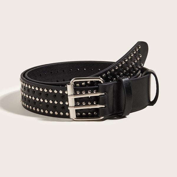 Rivet star PU leather adjustable belt