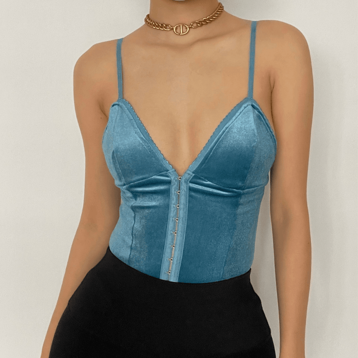 Deep v neck velvet bodysuit - Halibuy