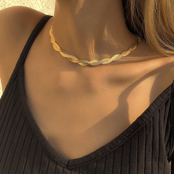 Snake weave choker necklace