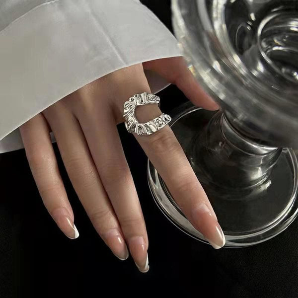 Ruched irregular open ring